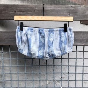 Hand-stamped bandeau crop top